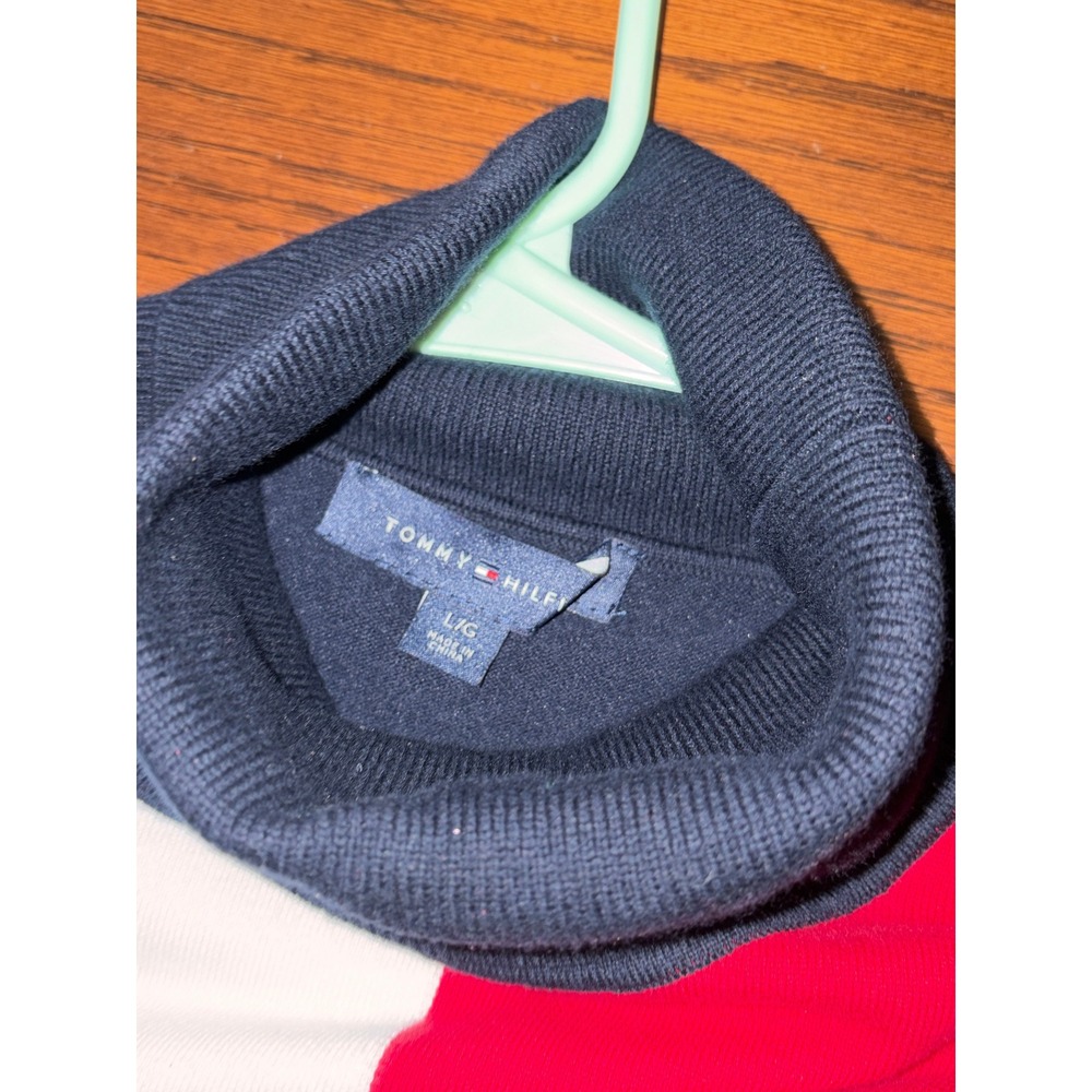 Tommy Hilfiger Womens Colorblock Turtleneck Sweater Navy Blue Red White Large - Picture 4 of 8